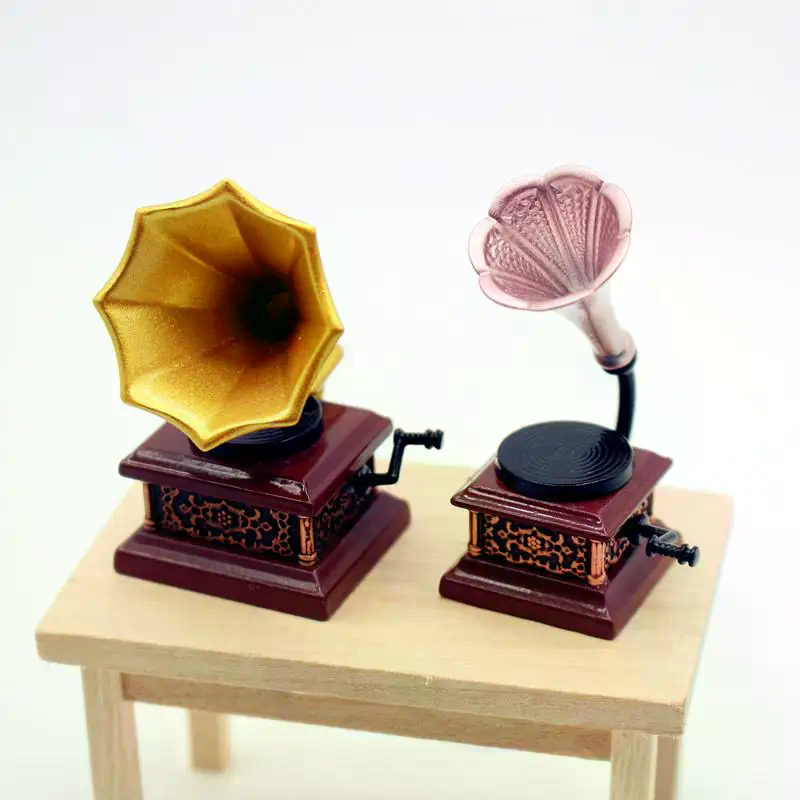 Kids Toys Home - Domek dla lalek Gramofon Vintage Miniatury